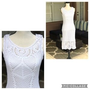 Boston Proper white knit sleeveless dress